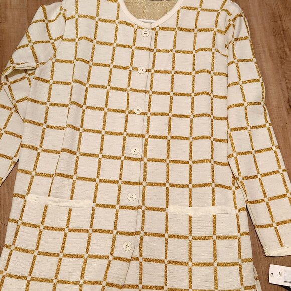 Absolutely Gorgeous New Elegant Cream & Gold Karen Lessly Women's Sweater L - Picture 8 of 8